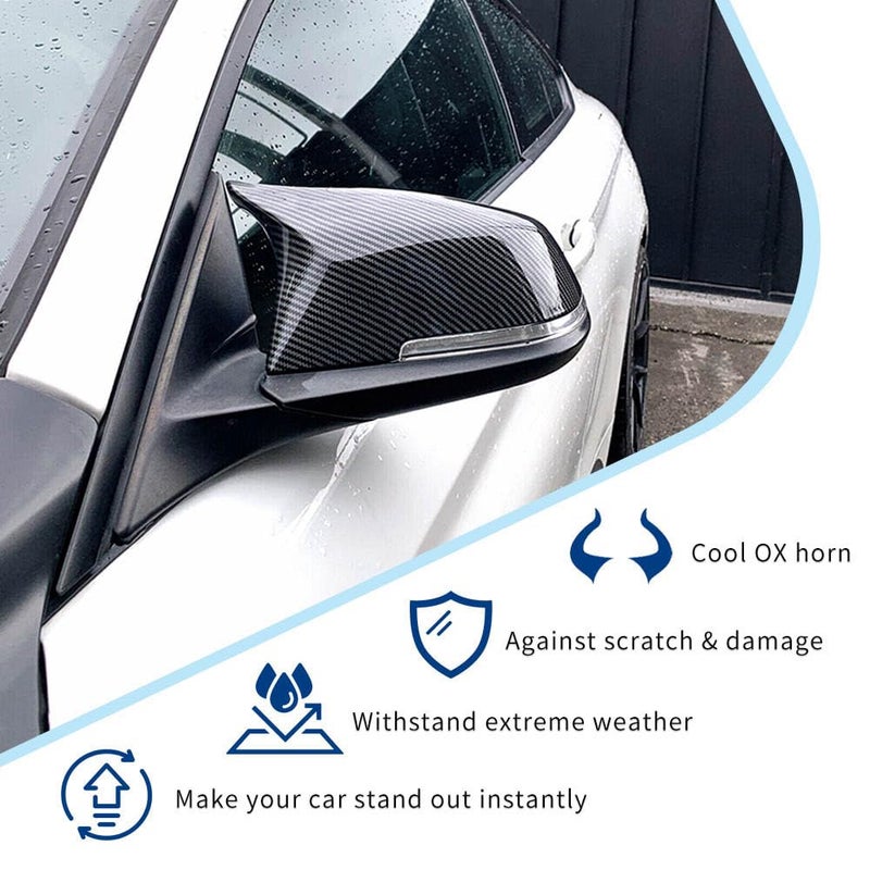 XPHAZZ Rear Mirror Caps Carbon Fiber Pattern Compatible with 3-Series F30 F31 F34 / 4-Series F32 F33 F36 / 2-Series F22 F23 / 1-Series F20 X1 E84 M2 F87 2PCS-Set - Image 2